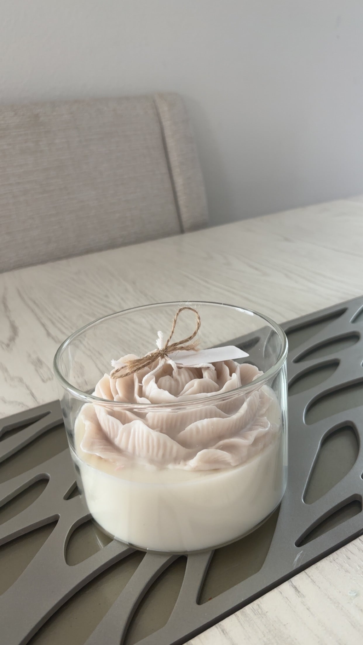 Large Luxury  Tawny Soy Rose Candle