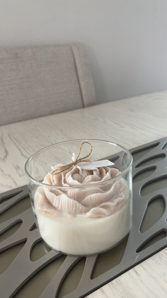 Large Luxury  Tawny Soy Rose Candle